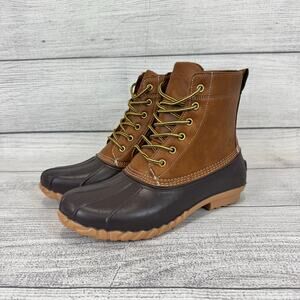 Lands End Men's Haze Brown Durable All Weather Duck Boots Size 10D